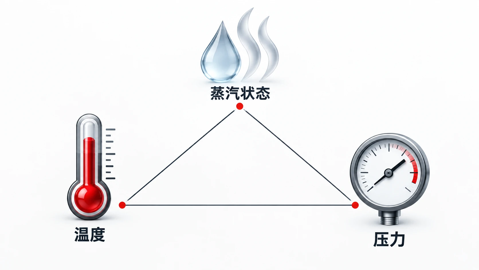 蒸汽软管选型中温度、压力与蒸汽状态的三项核对示意
