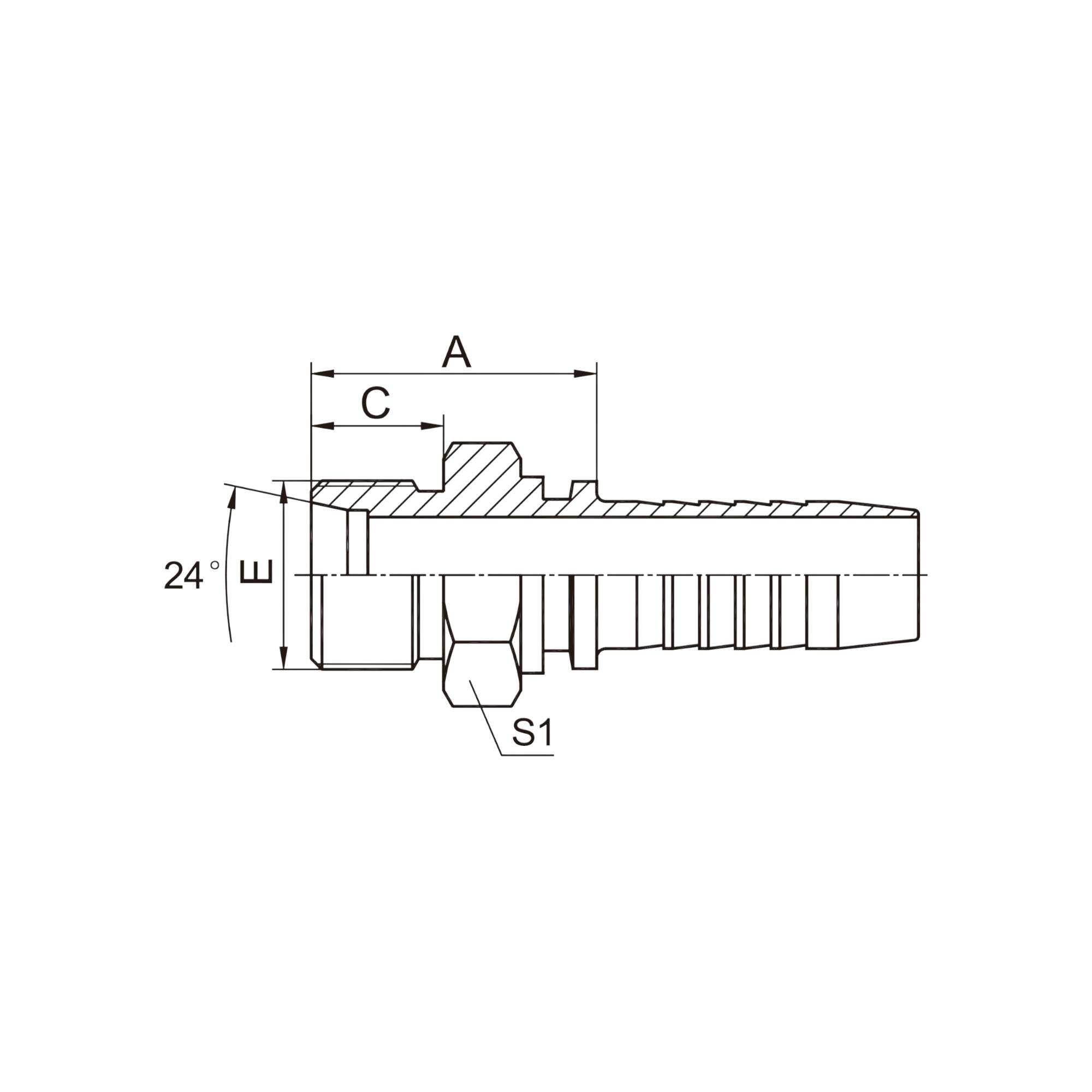 公制外螺纹24°内锥面轻系列 10411-XX-XX