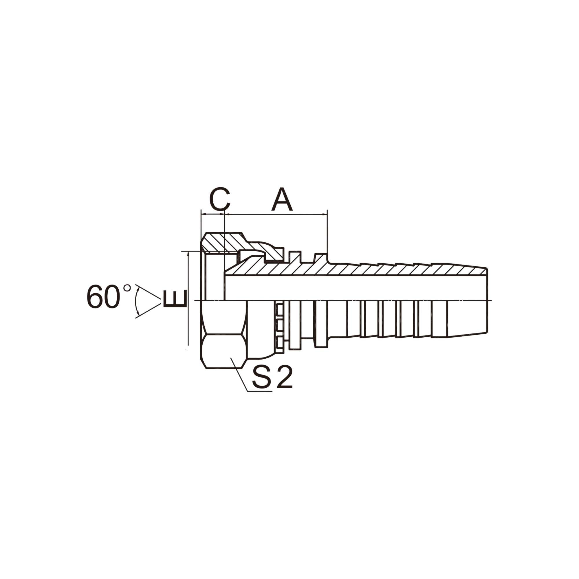 公制内螺纹60°外锥面  20611-XX-XX