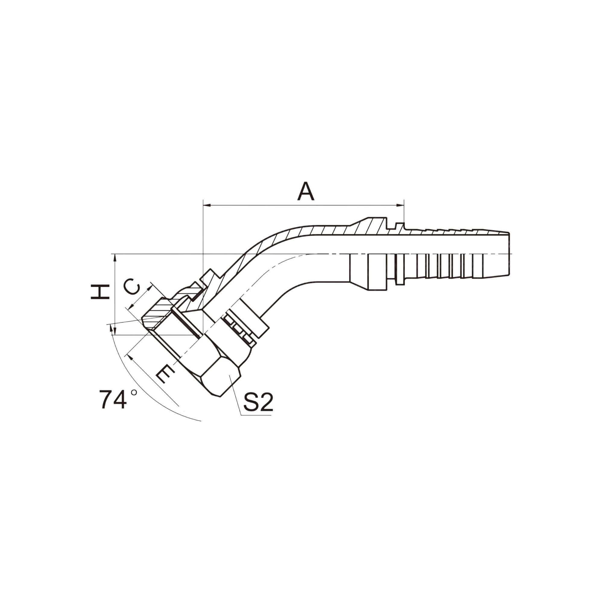 45°国标公制内螺纹74°内锥面  20741-XX-XX