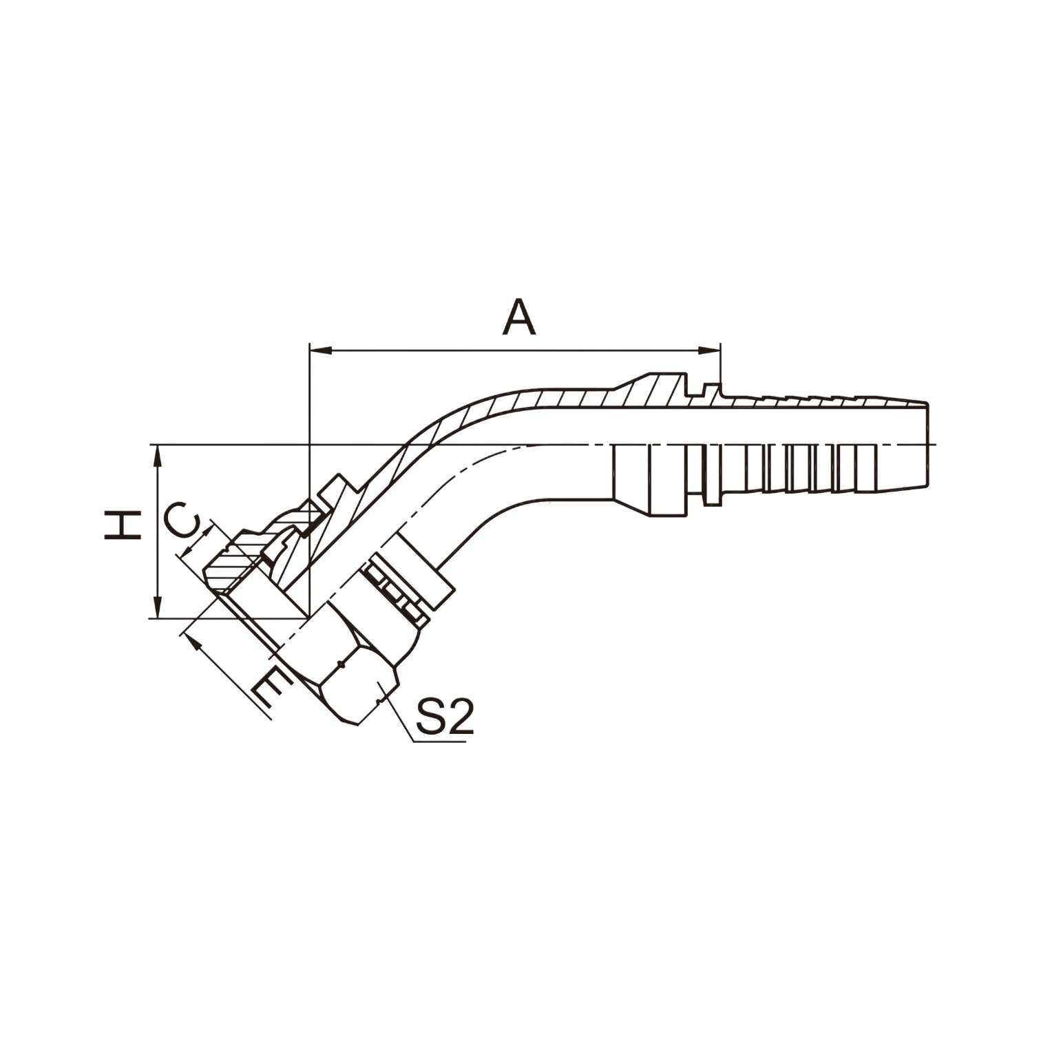 45°英管内螺纹球面  22141-XX-XX
