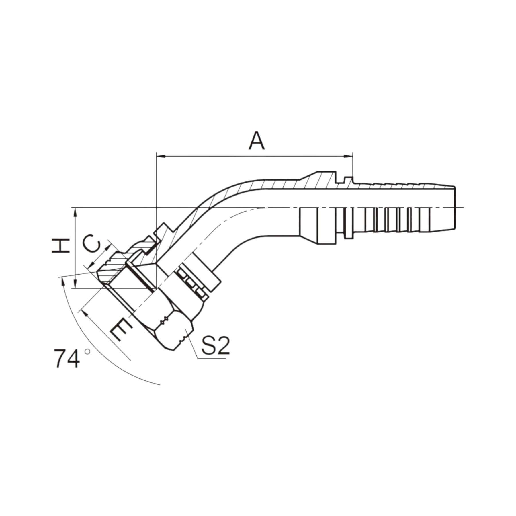 45°美制JIC内螺纹74°内锥面   26741-XX-XX