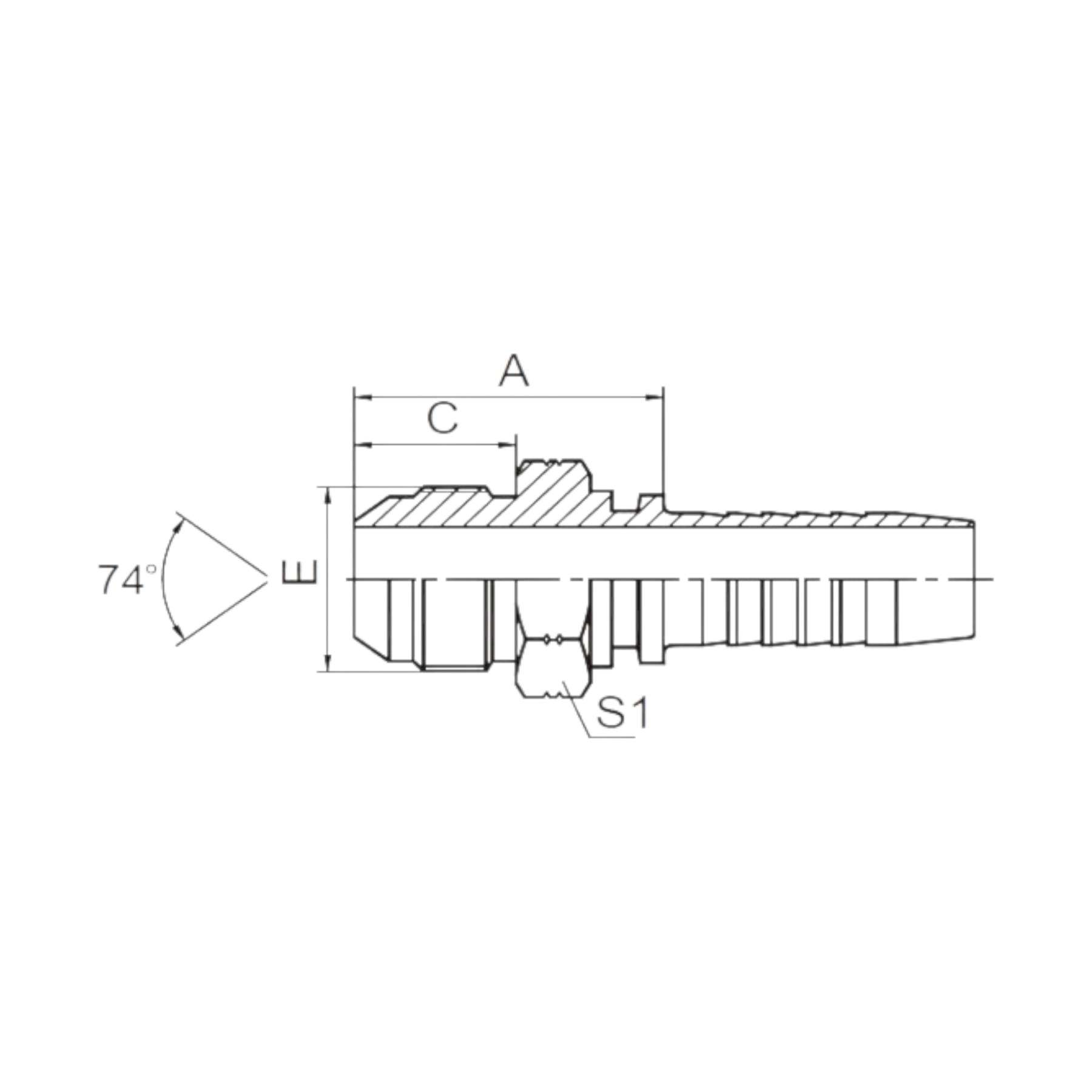 美制JIC外螺纹74°外锥面   16711-XX-XX