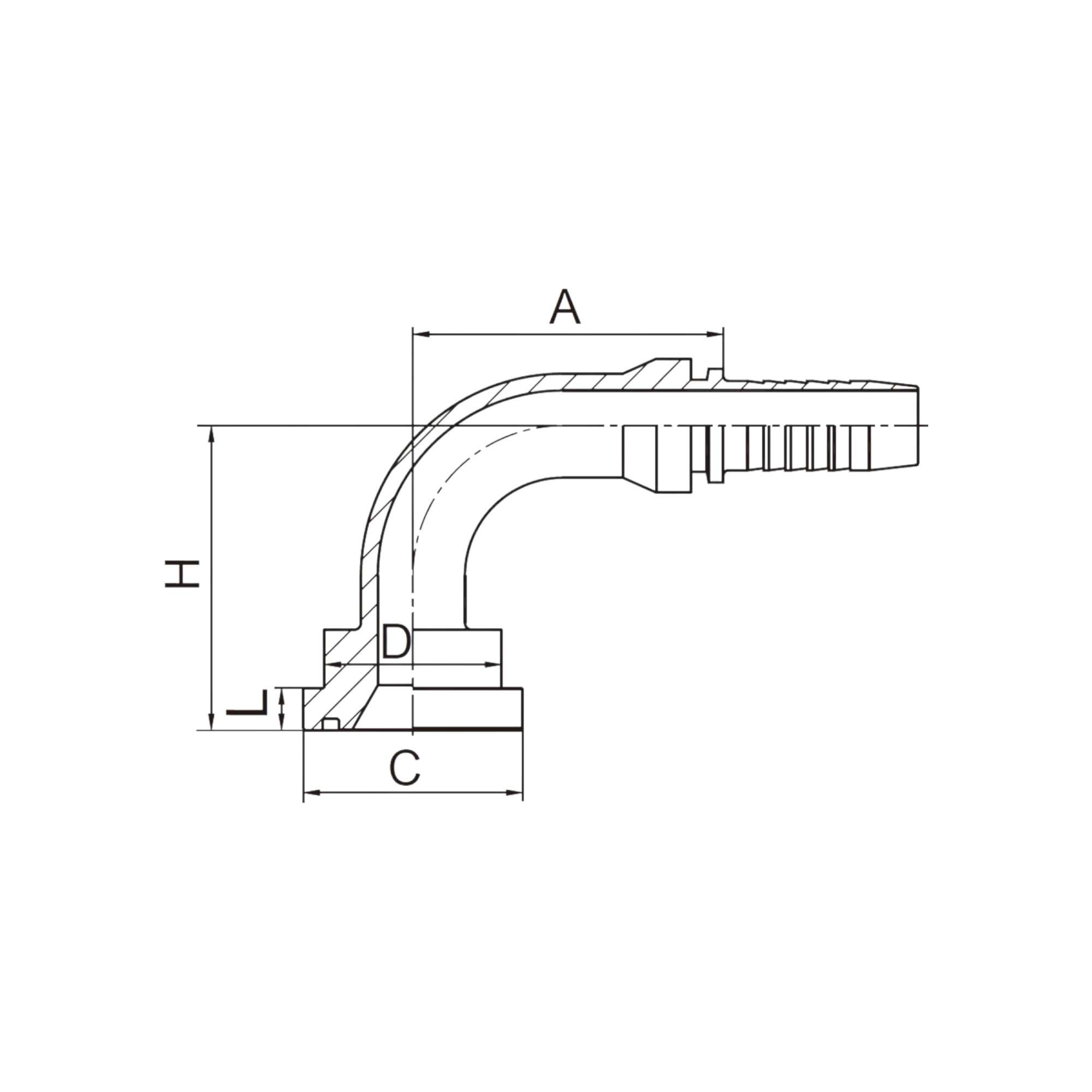 90° SAE 法兰 6000 PSI 87691-XX-XX