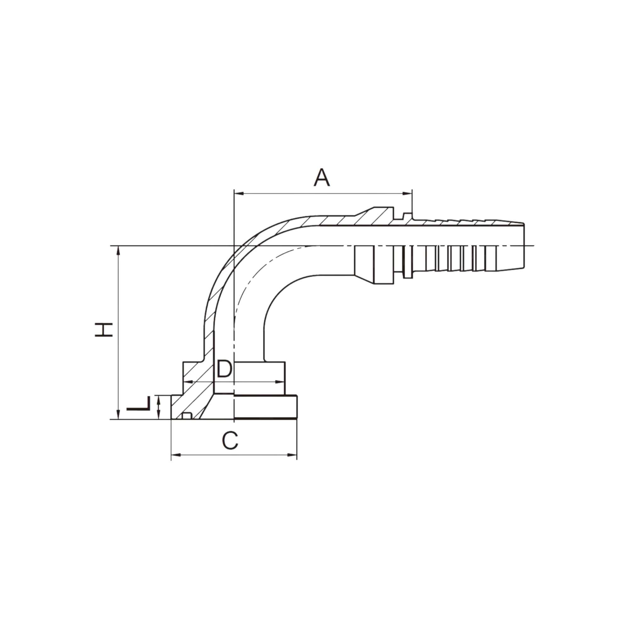 90° SAE 法兰 3000 PSI- H 873191-XX-XX