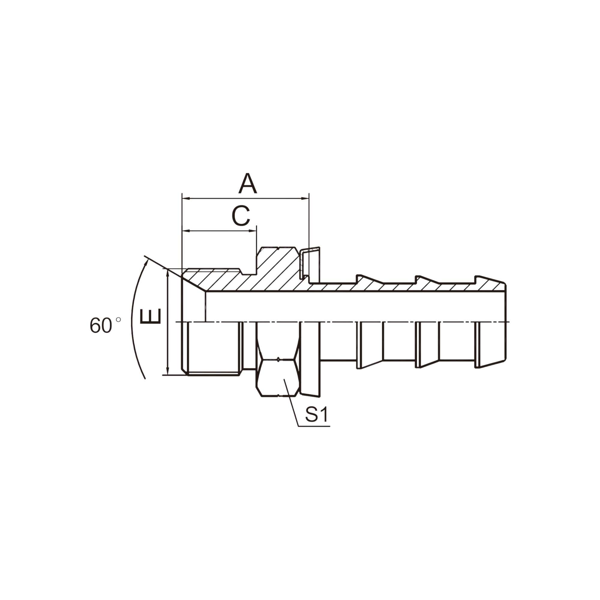 英管外螺纹60°内锥面 12610A-XX-XX