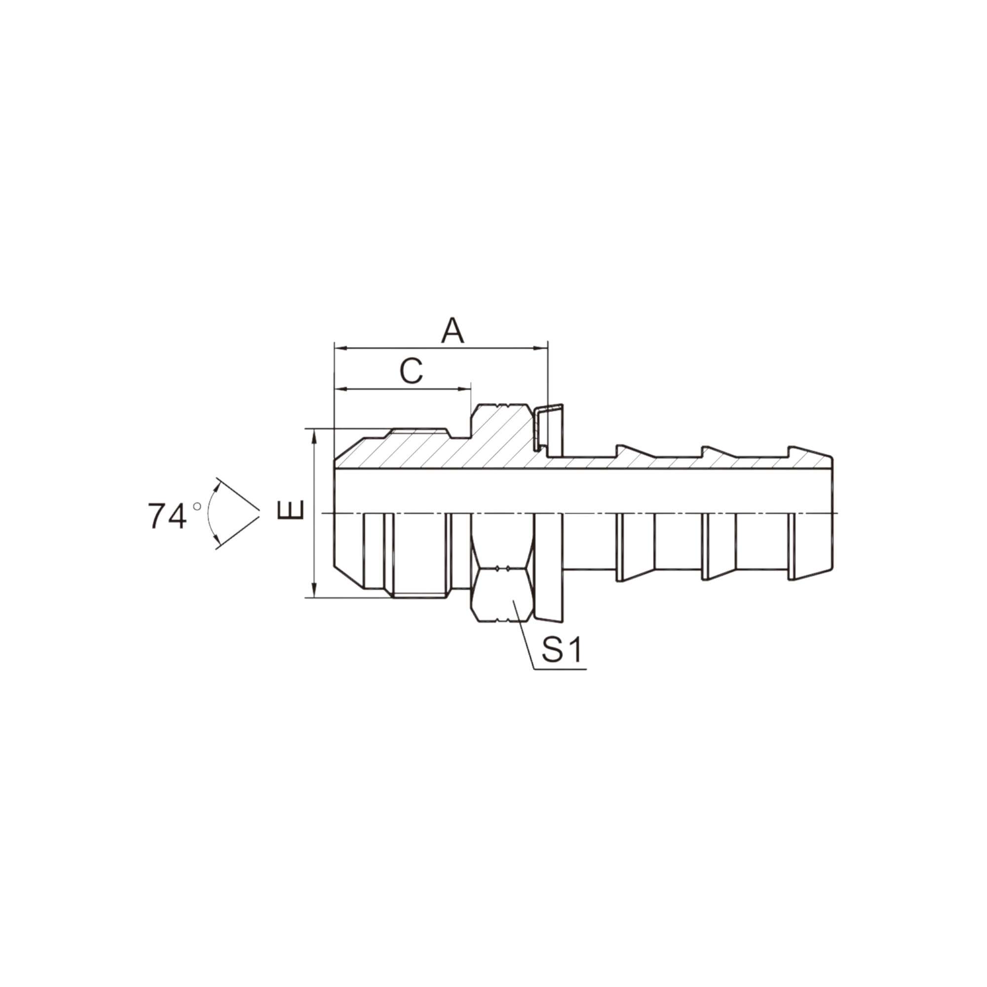 美制JIC外螺纹74°外锥面  16710-XX-XX