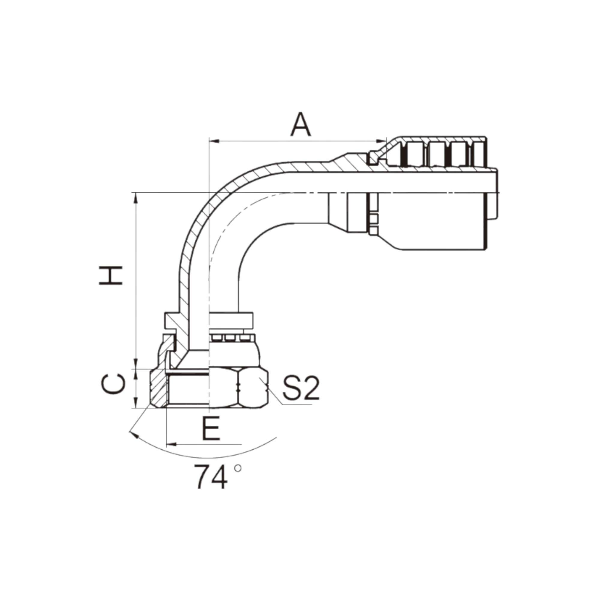 26791-RW 90°美制JIC内螺纹74°内锥面