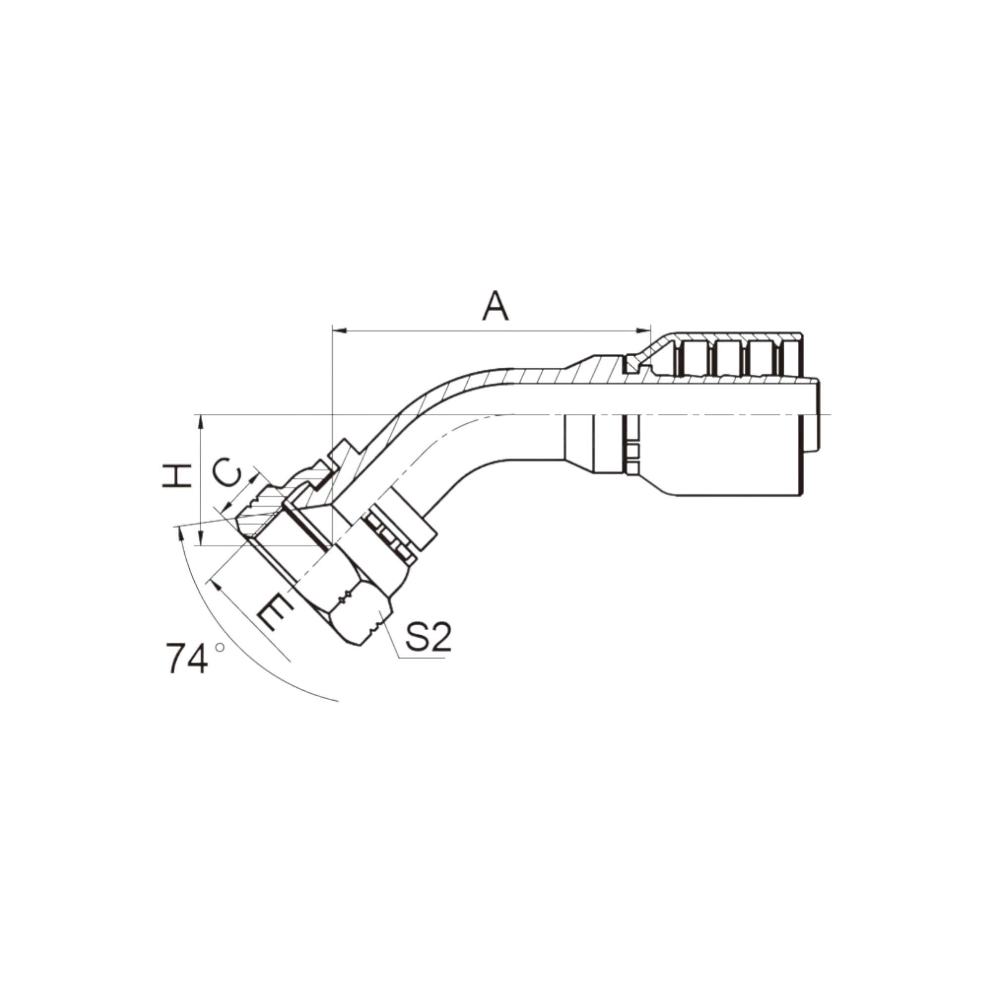 26741-RW 45° 美制JIC内螺纹74°内锥面
