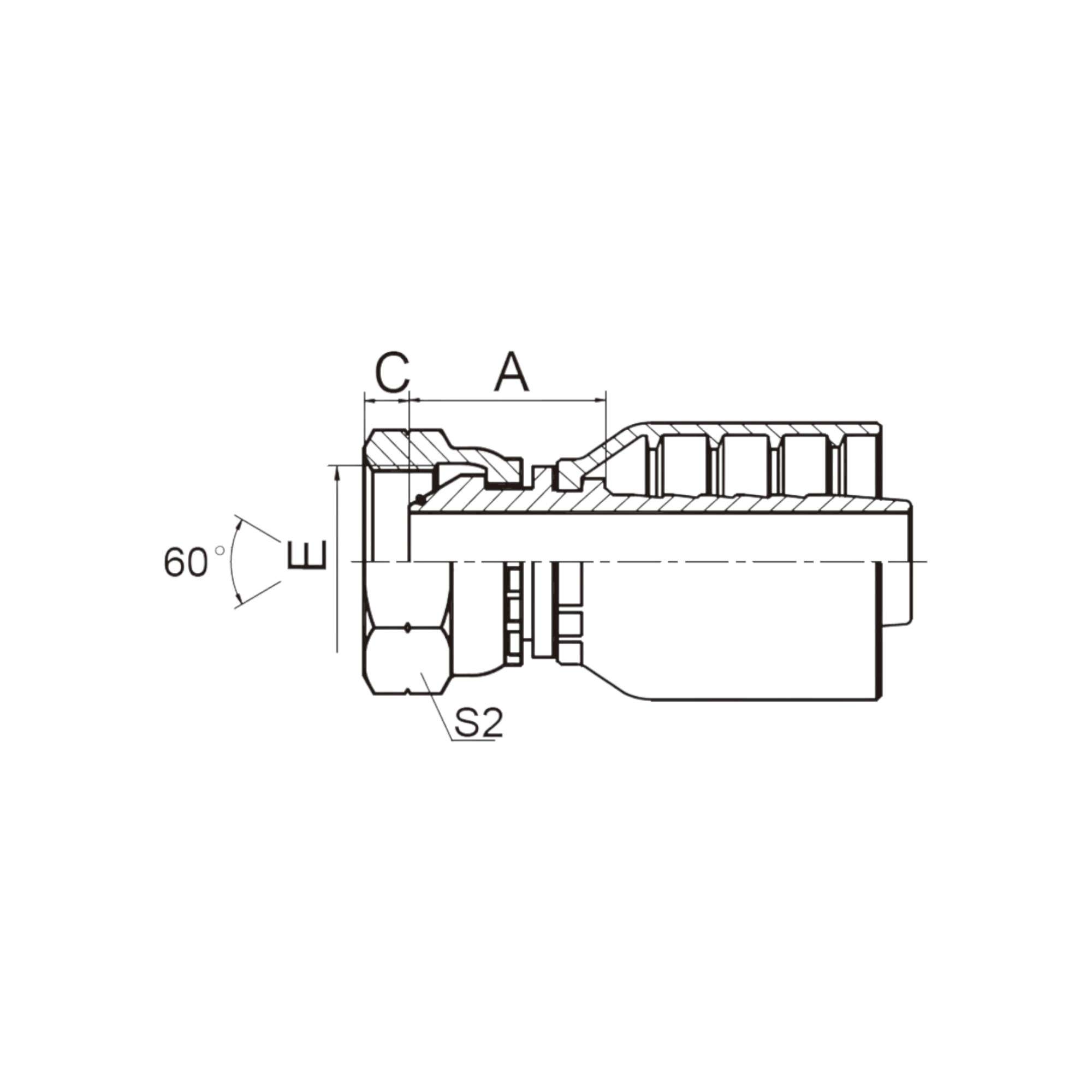22611-RW 英管内螺纹60°外锥面