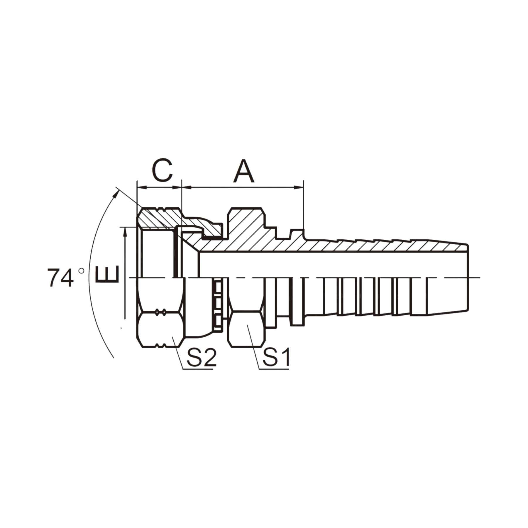 美制JIC内螺纹74°内锥面双六角 26711D-XX-XX