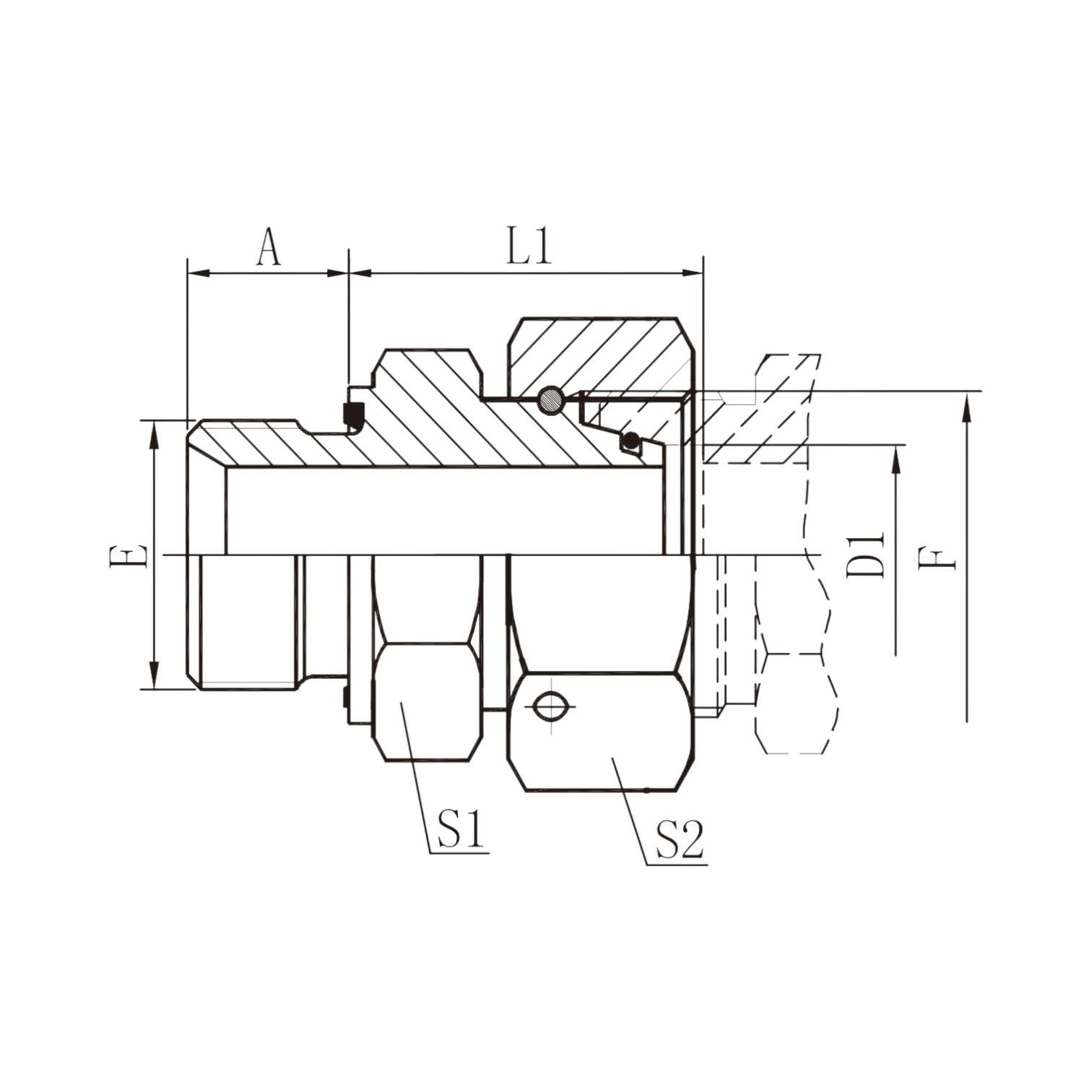 英管螺纹胶垫密封柱端/ 公制内螺纹24°锥 2BC-2BD