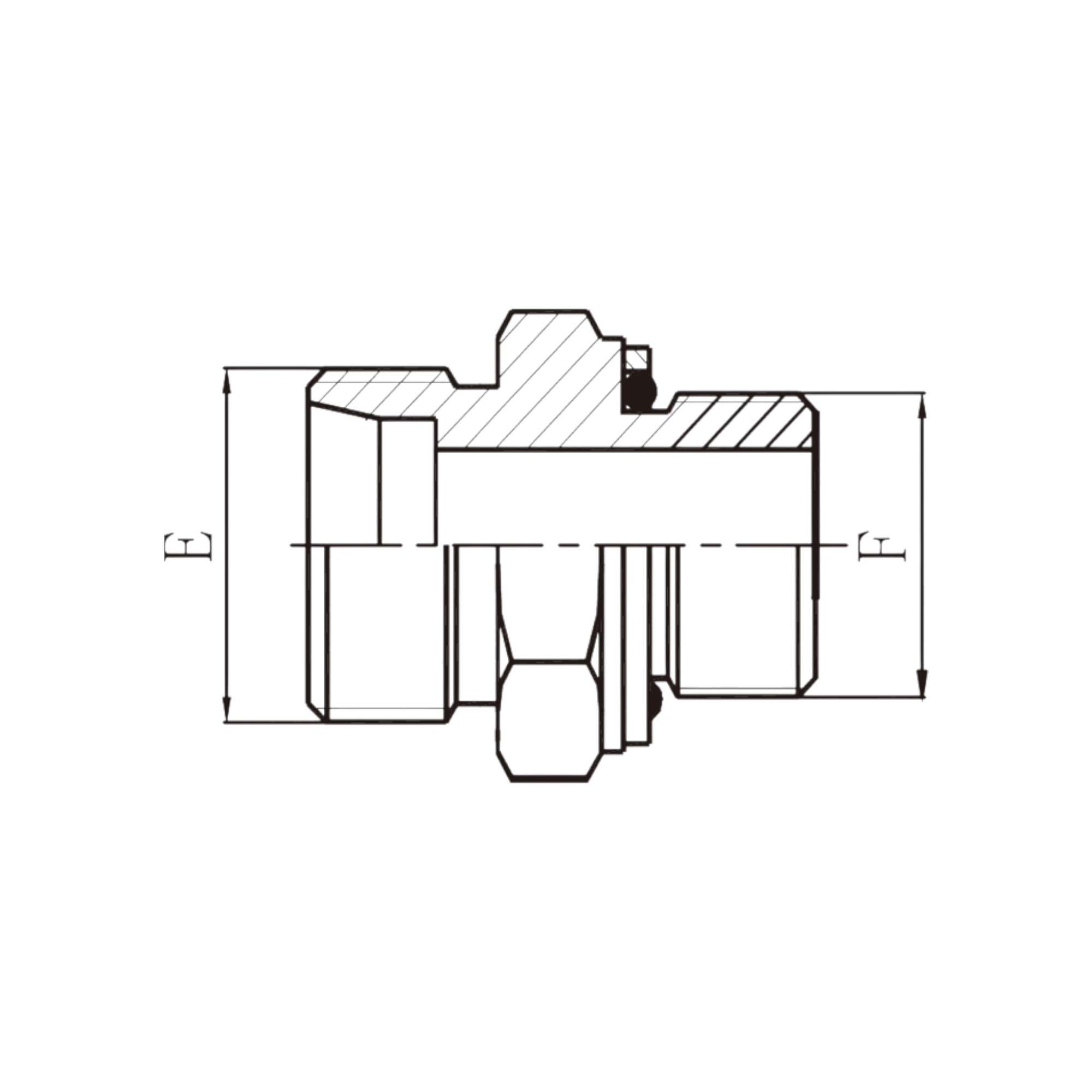 公制外螺纹24°锥/ 英管螺纹O形圈密封  1CG-1DG