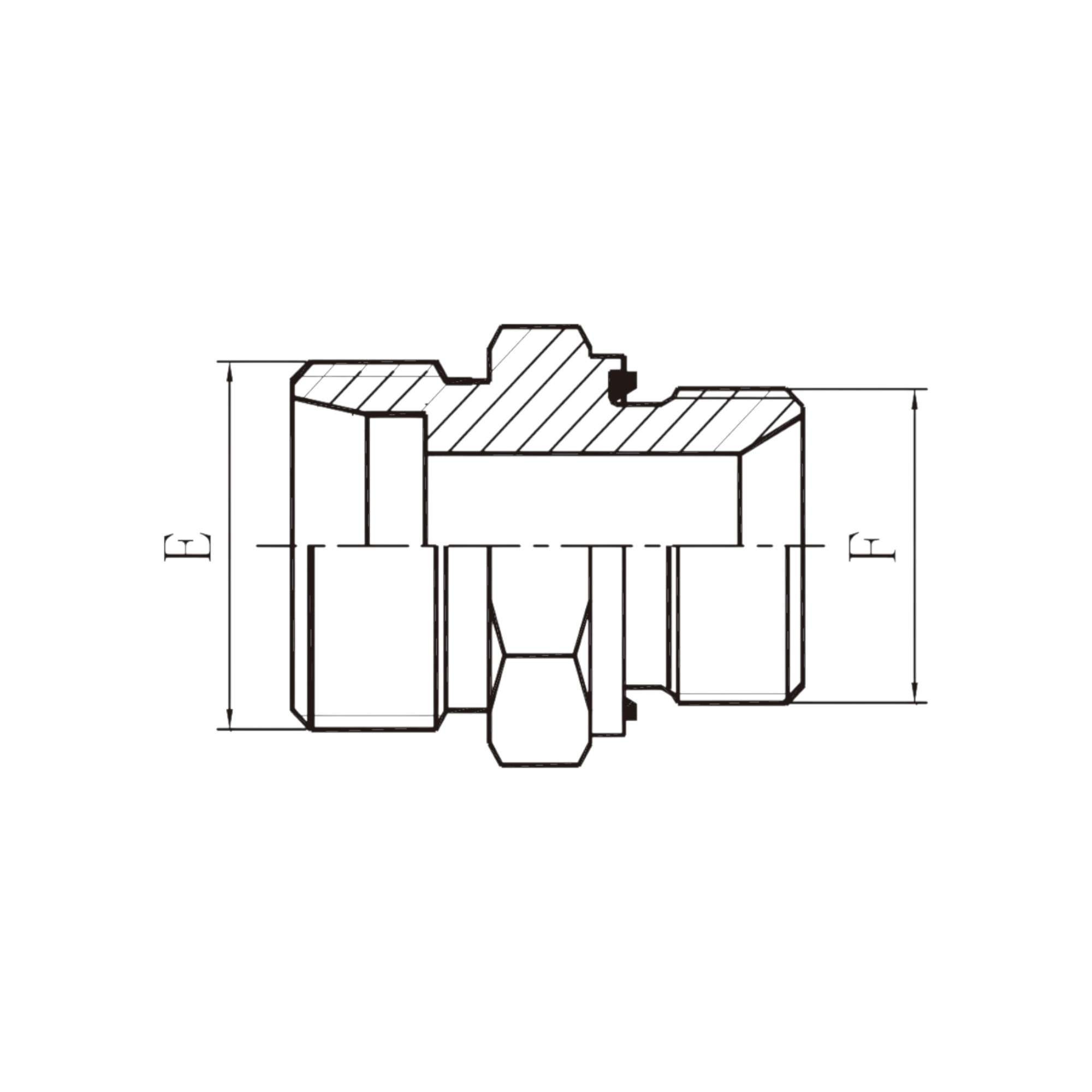 公制外螺纹24°锥/ 英管螺纹60°锥密封  1CB-1CD