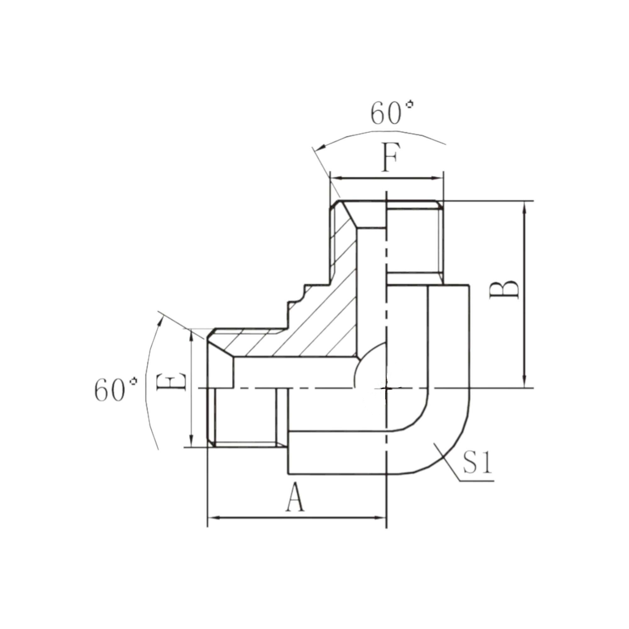 英管外螺纹60°内锥 90° 弯  1B9