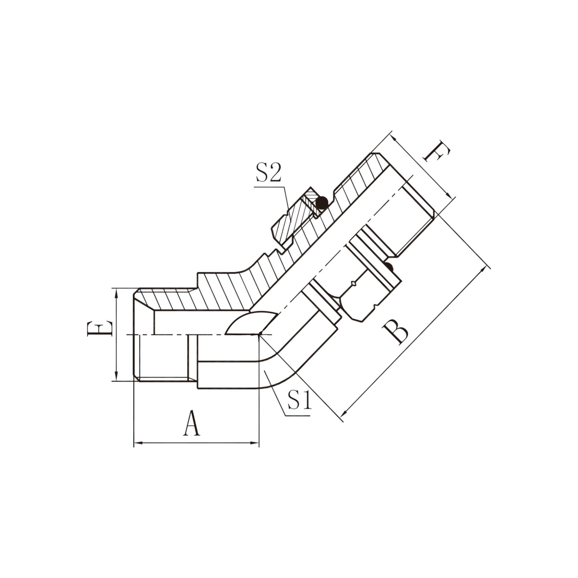 英管外螺纹60°内锥 45°弯  1B4