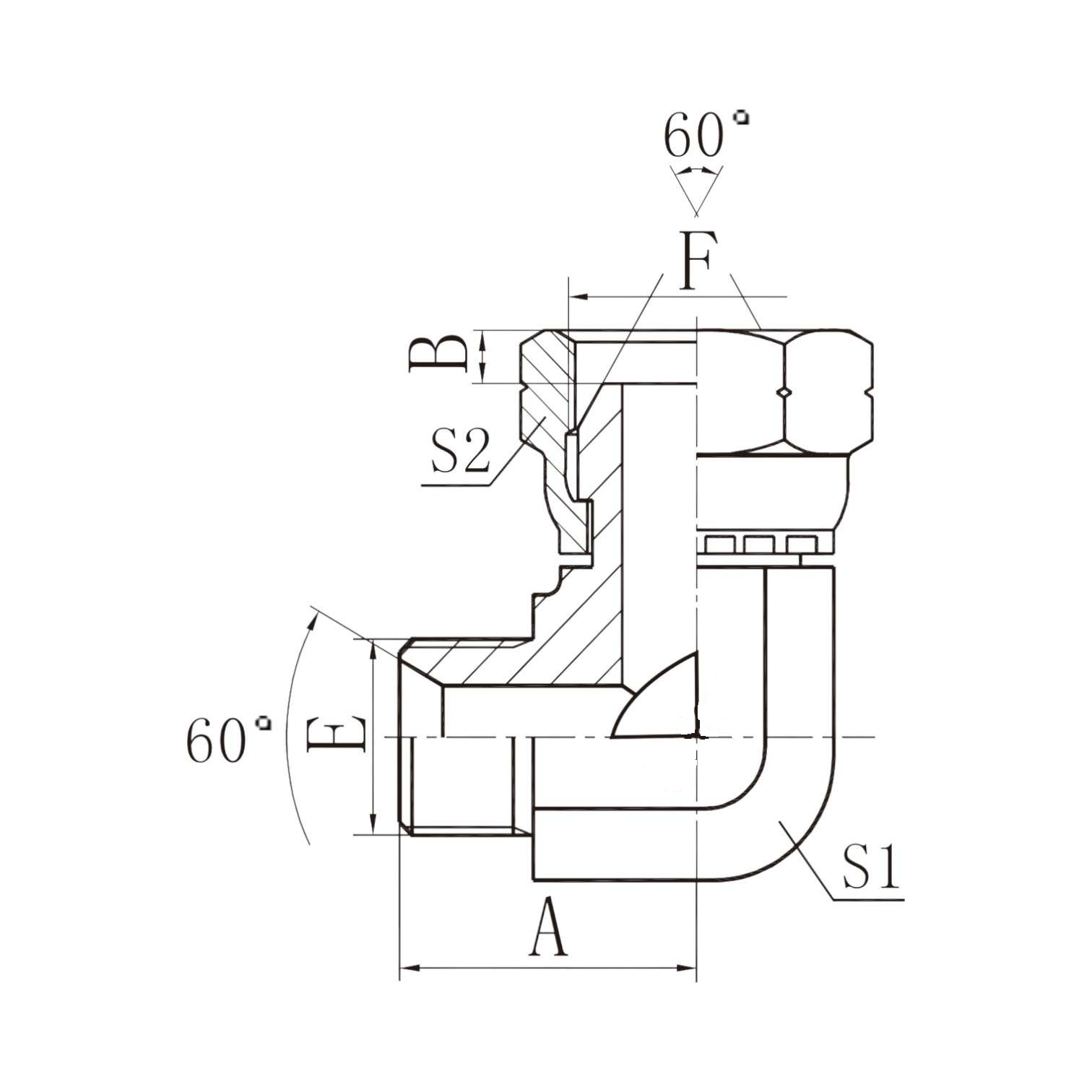 英管外螺纹60°内锥/ 英管内螺纹60°外锥  2B9