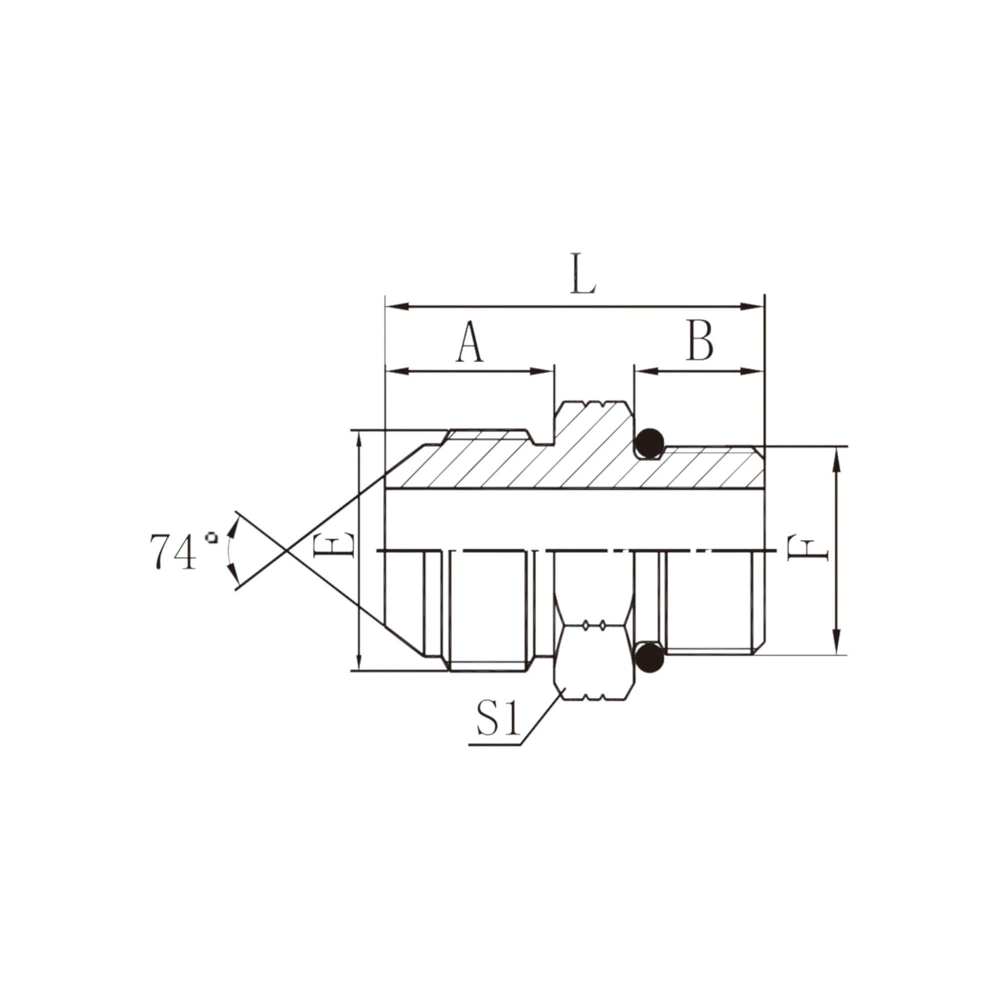美制JIC外螺纹74°外锥/SAE 外螺纹带O形圈轻系列ISO 11926-3  1JO