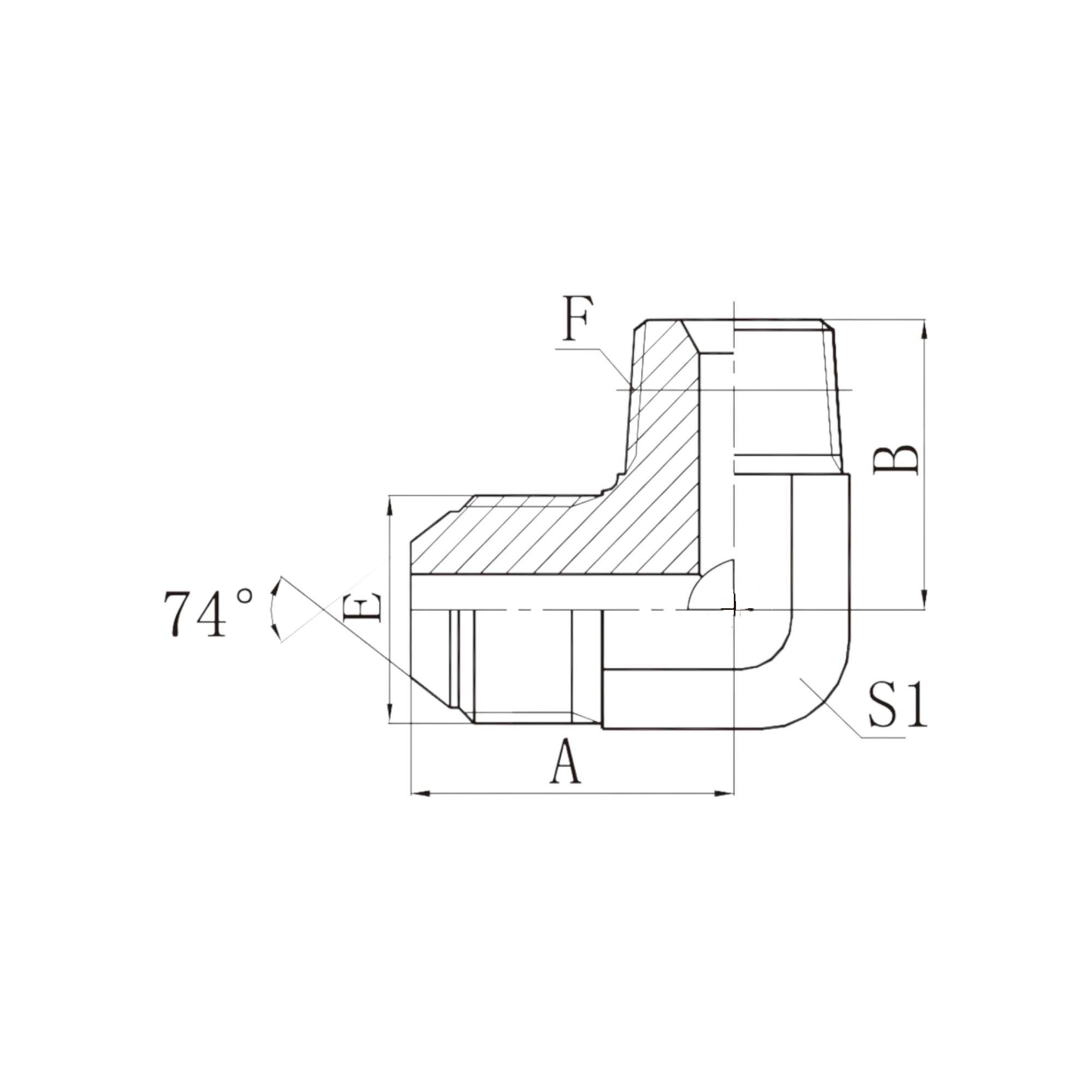JIC外螺纹74°外锥/布锥管外螺纹 90° 弯  1JN9