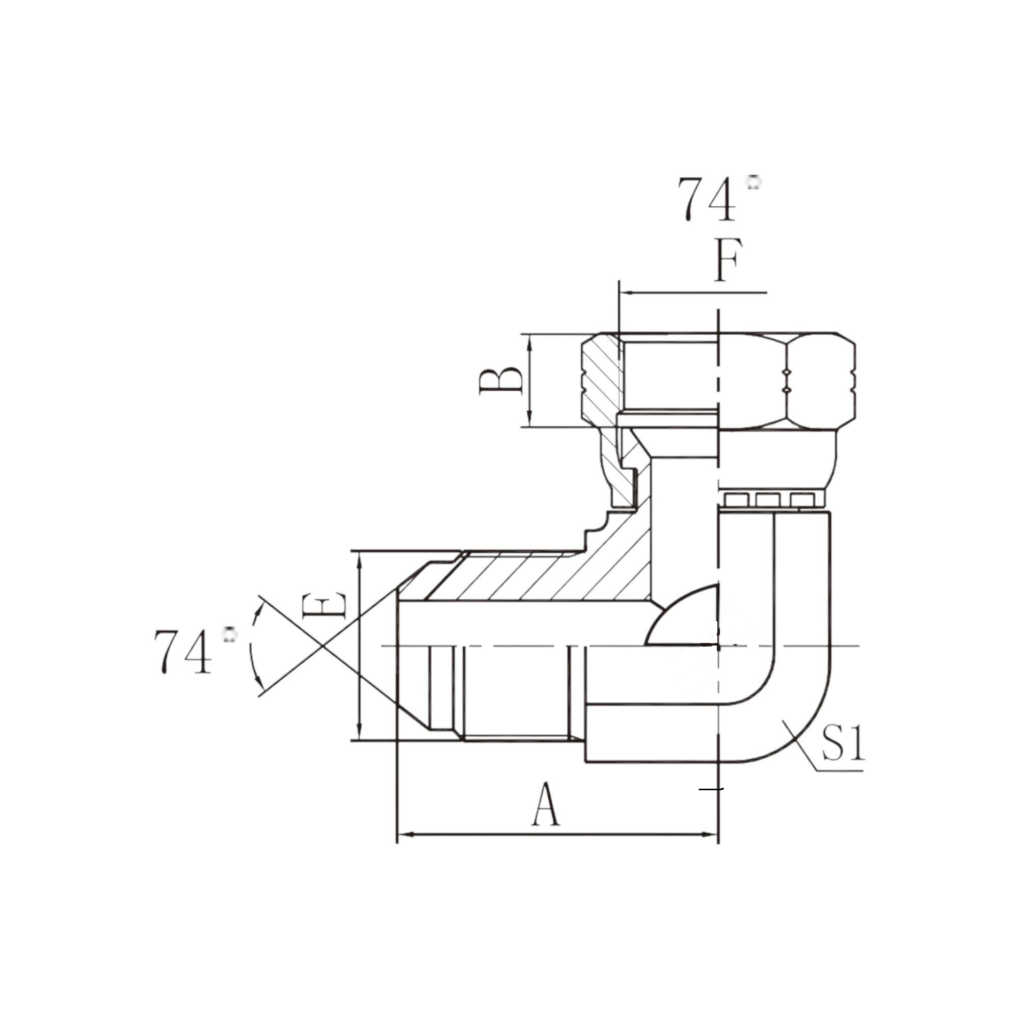 美制JIC外螺纹74°外锥/JIC内螺纹74°内锥 90°弯  2J9
