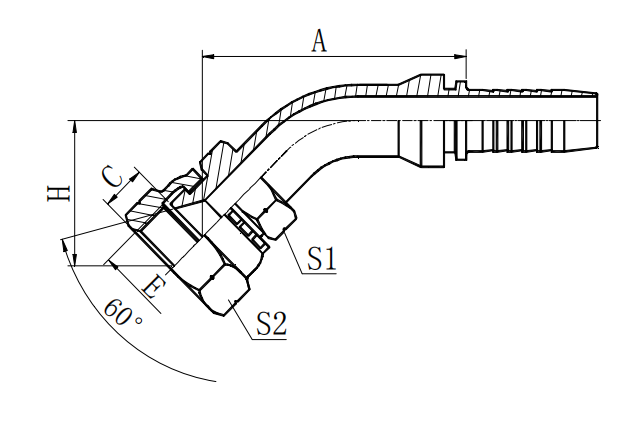 45°日本英管内螺纹60°内锥面 29641-XX-XX