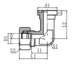 90°弯公制螺纹卡套式/轻系列法兰ISO6162-1  1CFL9-1DFL9