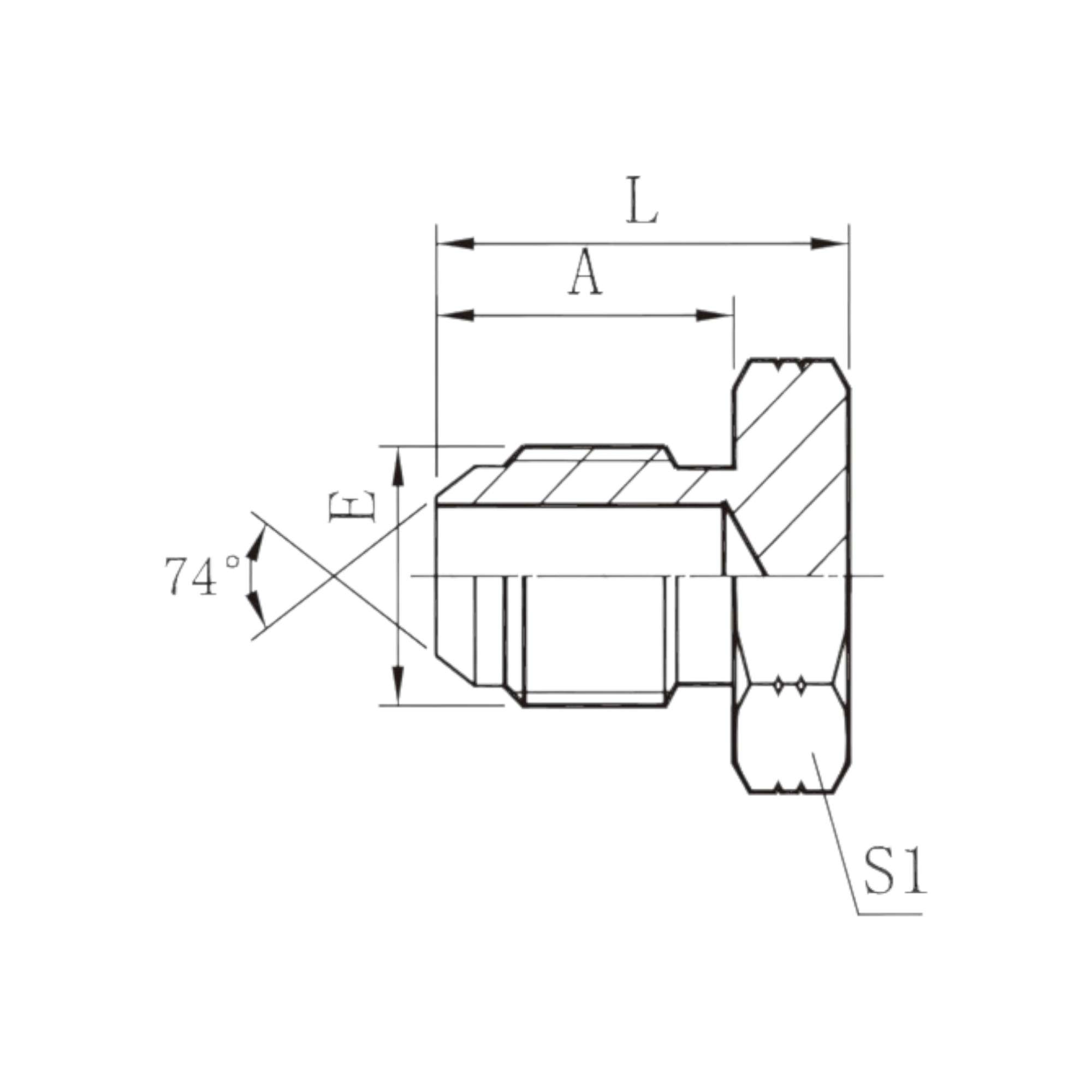 美制JIC外螺纹74°外锥堵头  4J
