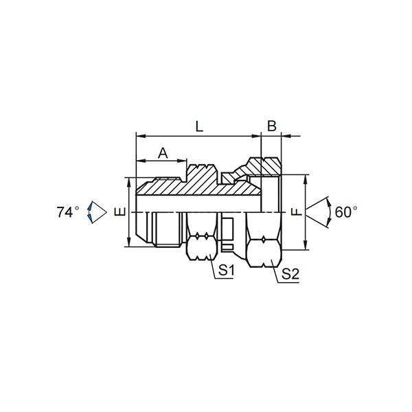 JIC外螺纹74°外锥/ORFS内螺纹  2JF
